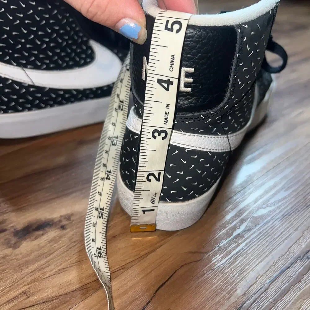 Y2K Sneaker Black White Nike Blazer Retro Skater Polka Swoosh High Top Size 6Y